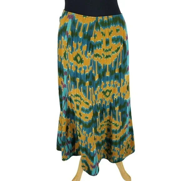 COPY - Ulla Johnson Navi Byzantine Midi Wrap Skirt Blue Yellow Green Fall Ikat … - Picture 13 of 14